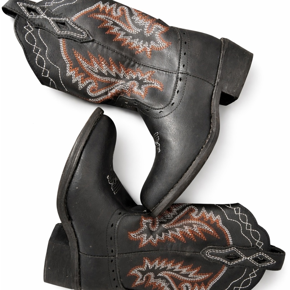 Kids Black and Brown Western Boots size 11